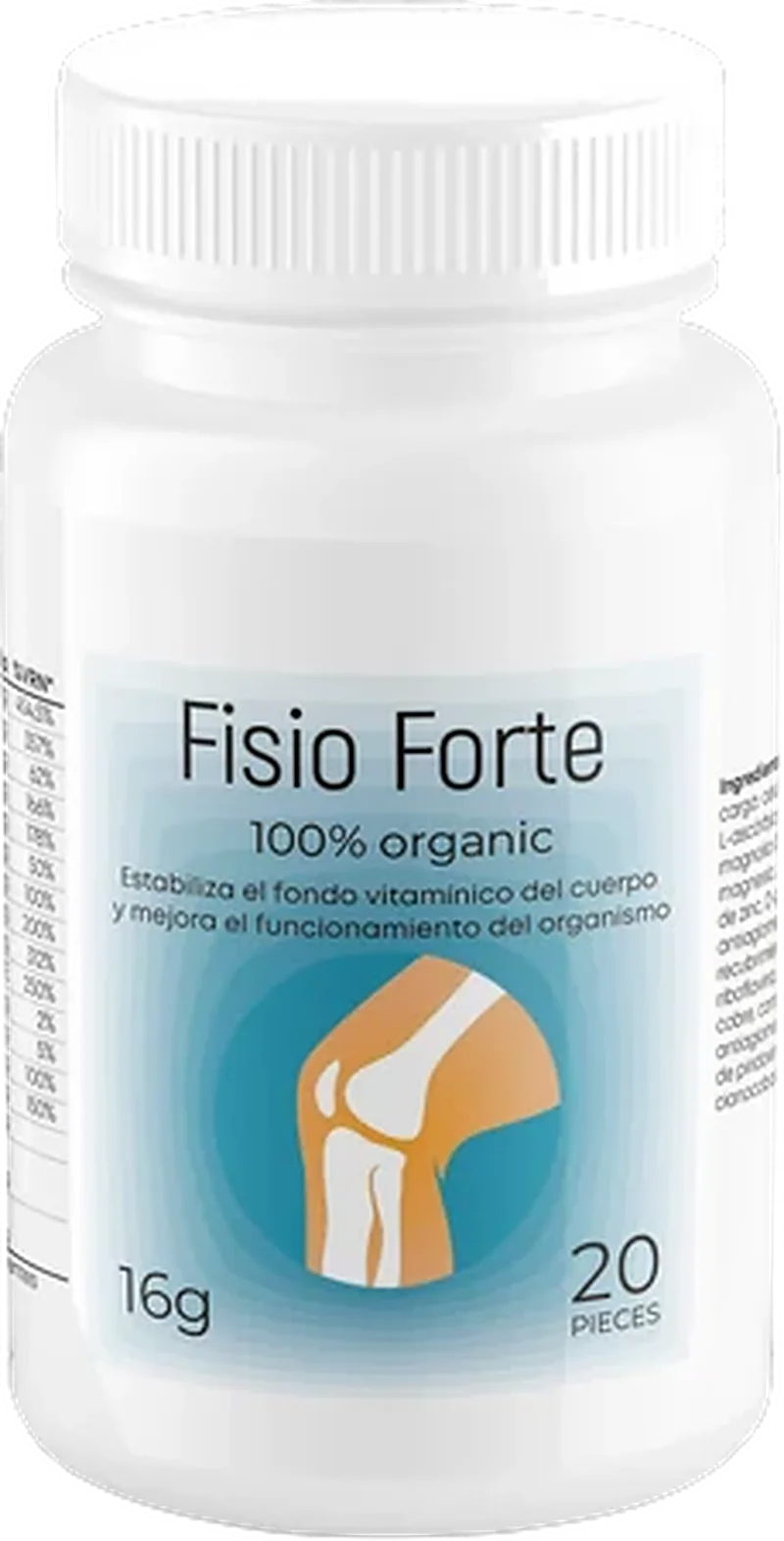 Fisio Forte — frasco de 20 cápsulas con glucosamina, condroitina y boswellia para la salud articular, venta directa con pago contra entrega en Colombia